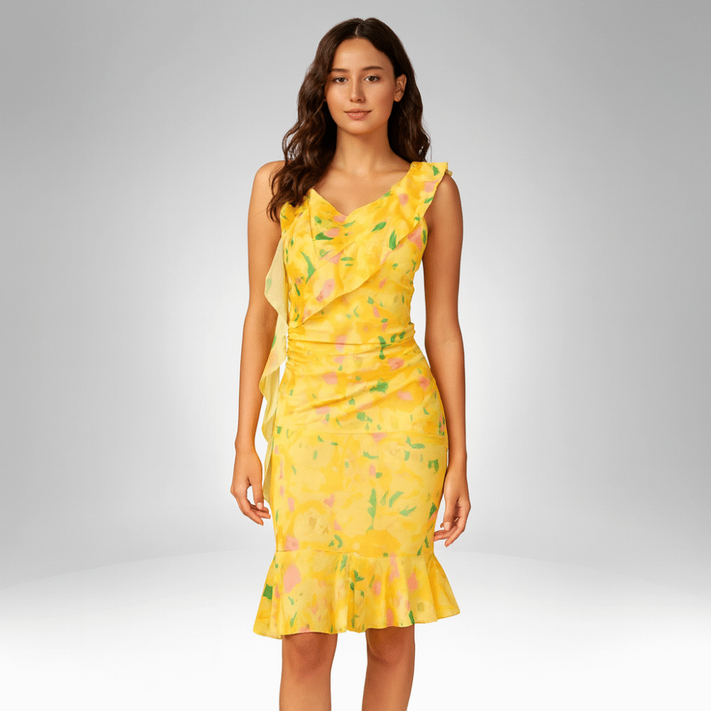 Sleeveless Ruffle Wrap Dress (9246)