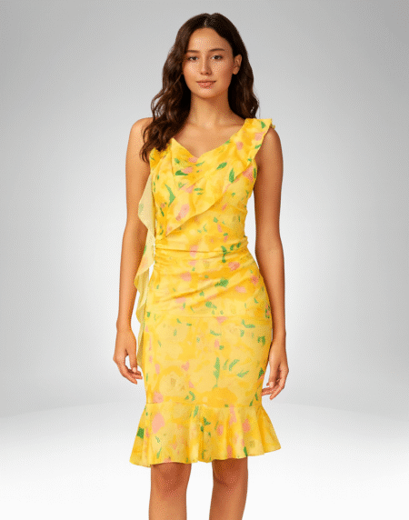 Sleeveless Ruffle Wrap Dress (9246)
