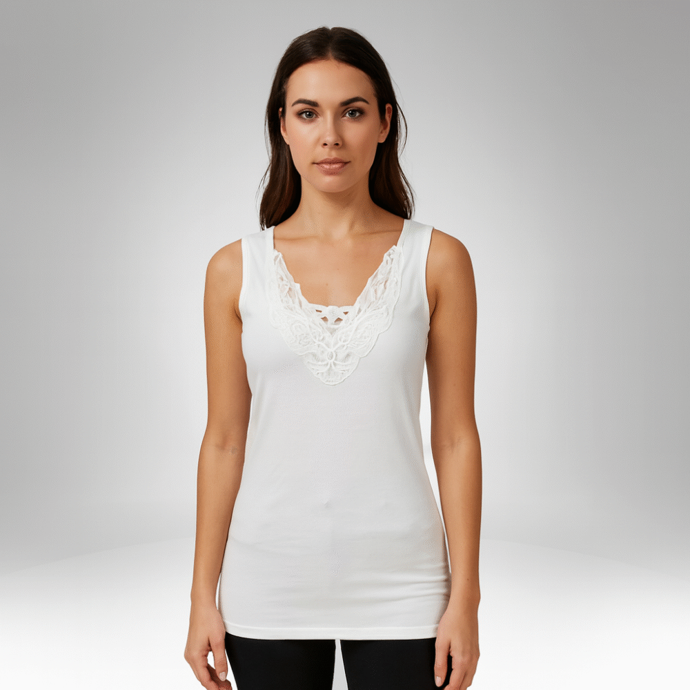 Women’s Sleeveless Lace-Neck Top (DC3022)