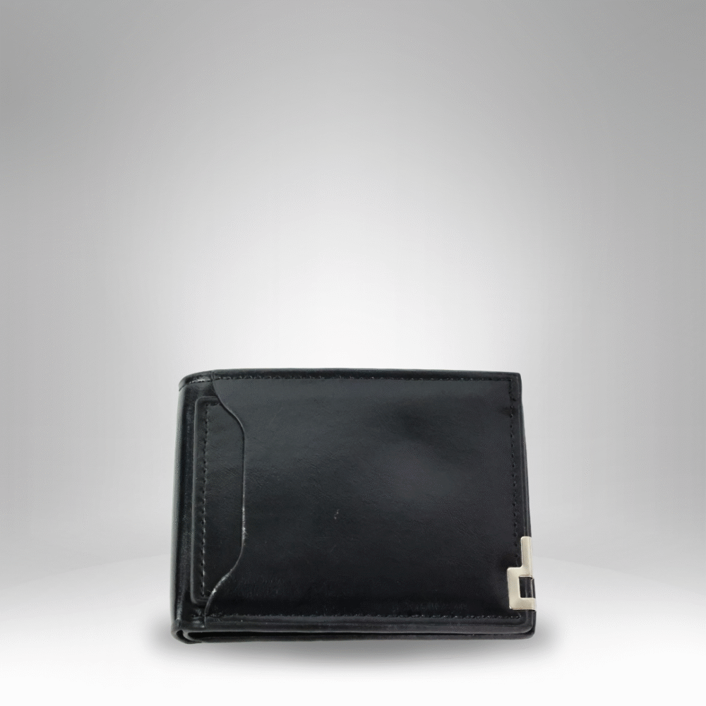 Men’s Classic Bifold Wallet with Sleek Metal Accent (RM-H-8)