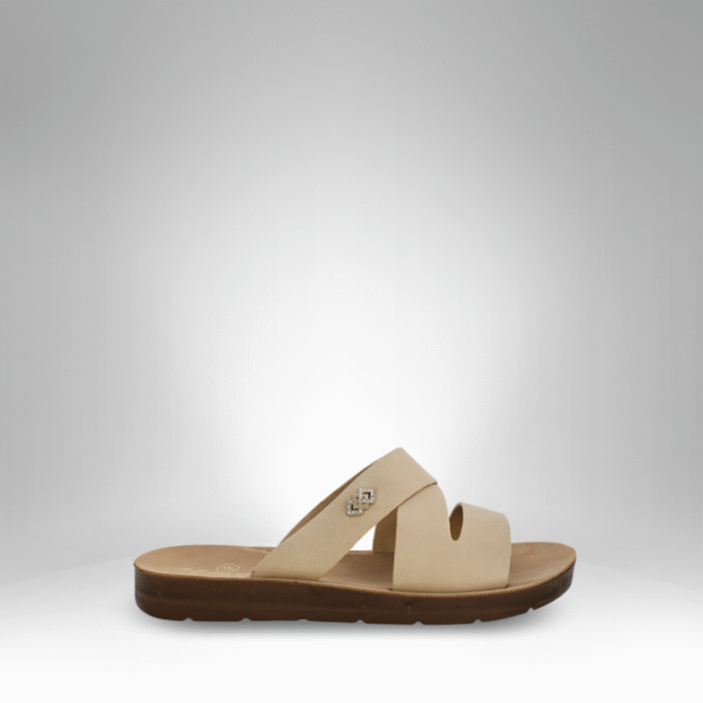 Embellished Cross-Strap Comfort Slides (ZS-014)