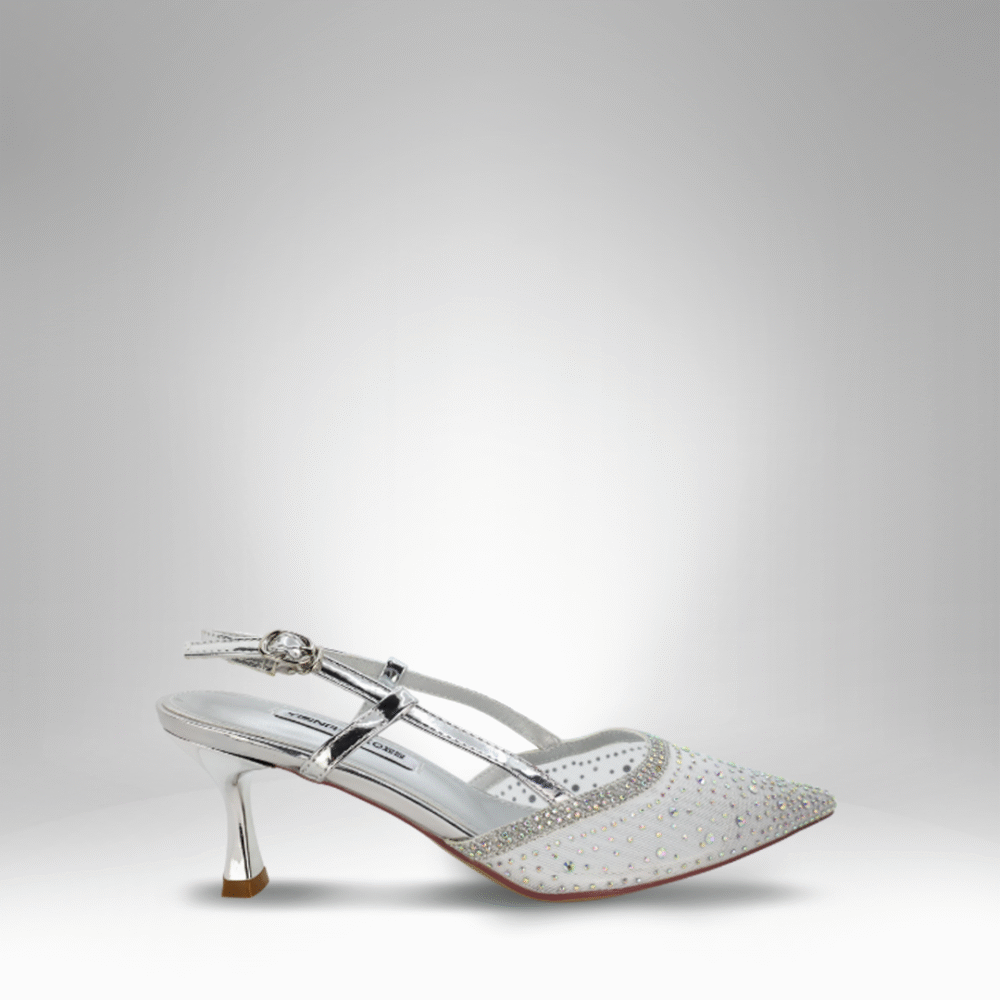 Embellished Pointed Slingback Heels (YF915)