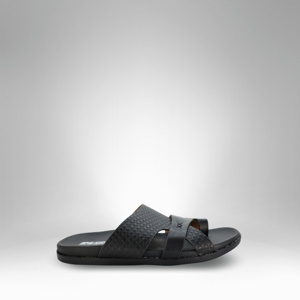 Men’s Black Criss-Cross Slide Slippers (Q057)