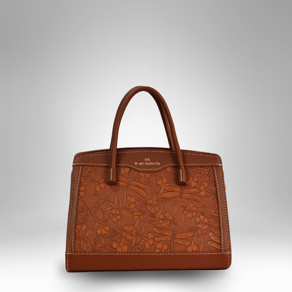 Embossed Floral Structured Handbag (AX-392) - Image 6