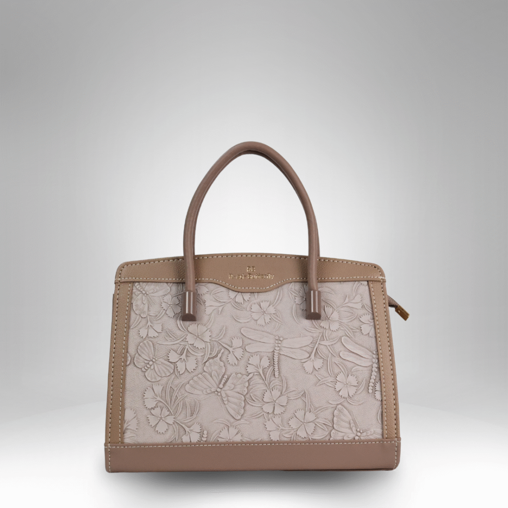 Embossed Floral Structured Handbag (AX-392) - Image 2