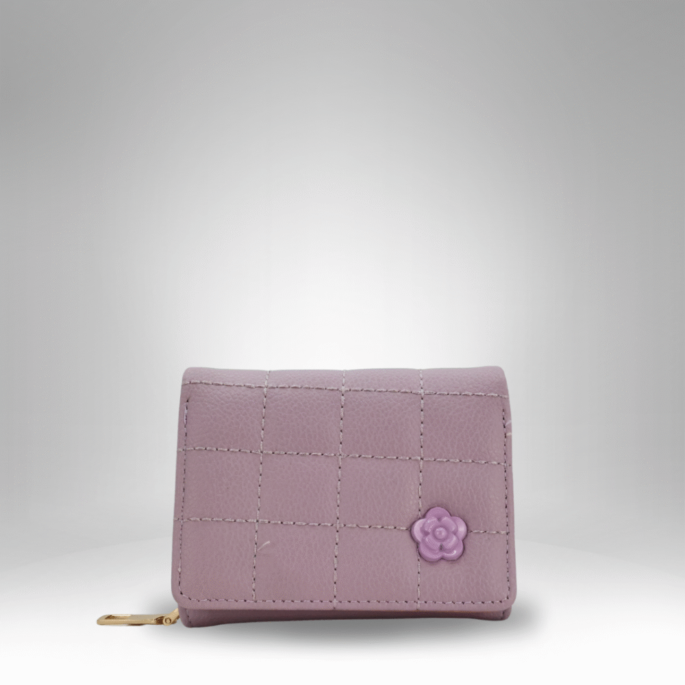 Women's Floral Accent Grid Pattern Wallet (RB-D-3)