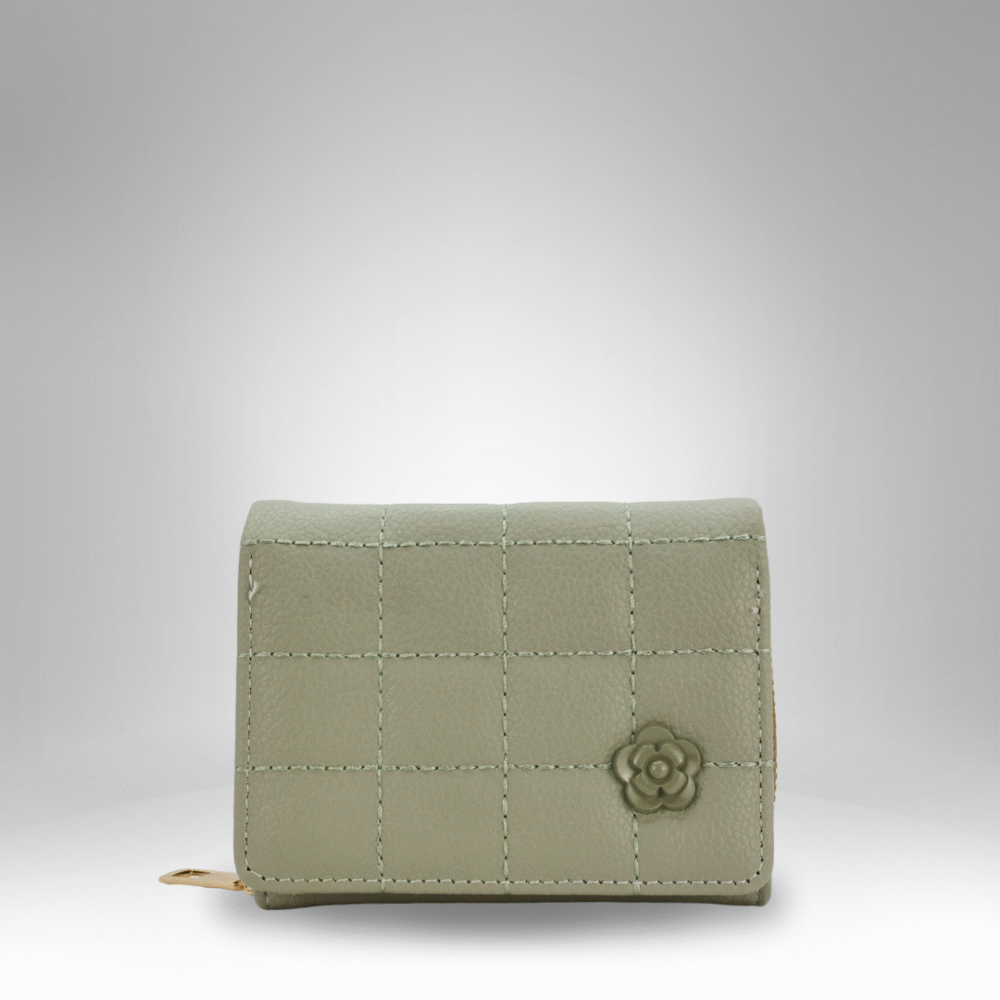 Women's Floral Accent Grid Pattern Wallet (RB-D-3) - Image 6