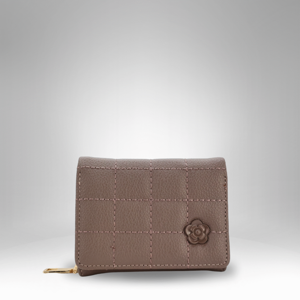 Women's Floral Accent Grid Pattern Wallet (RB-D-3) - Image 3