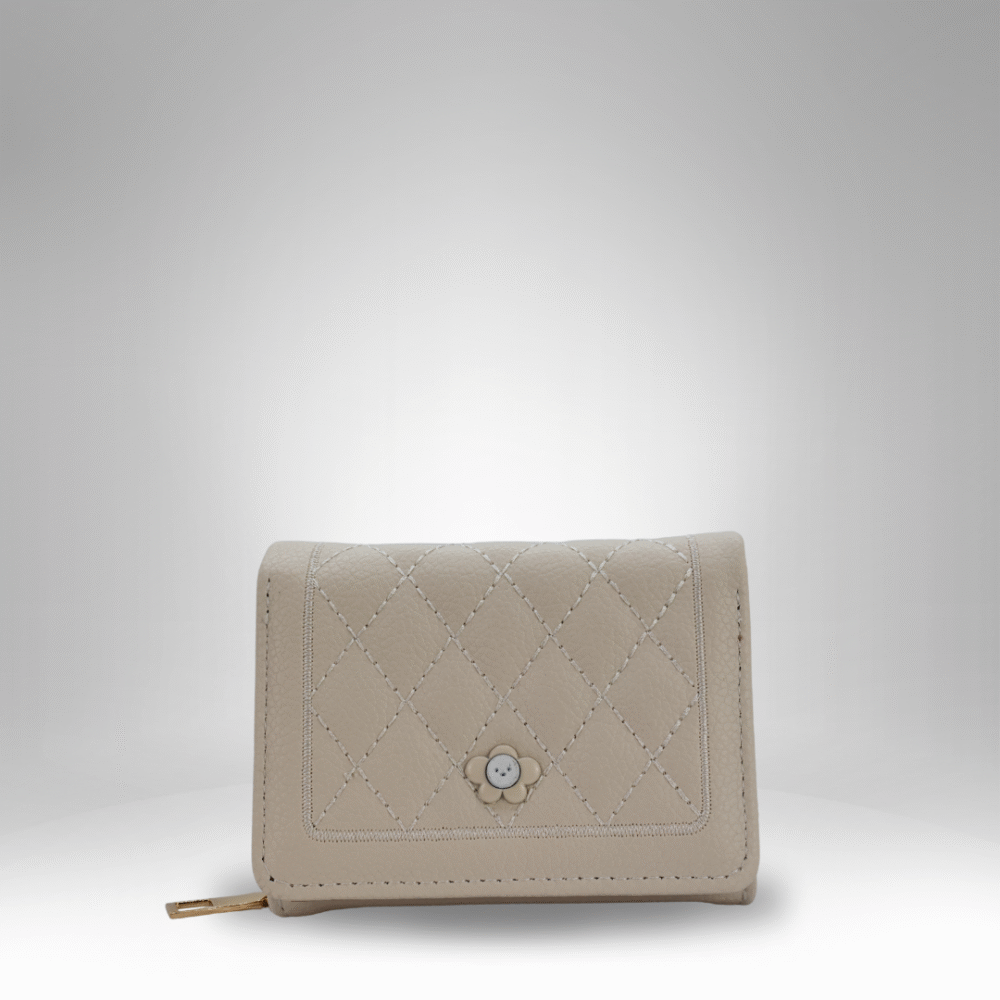 Quilted Flower Button Rexin Wallet for Women (RB-D-2)