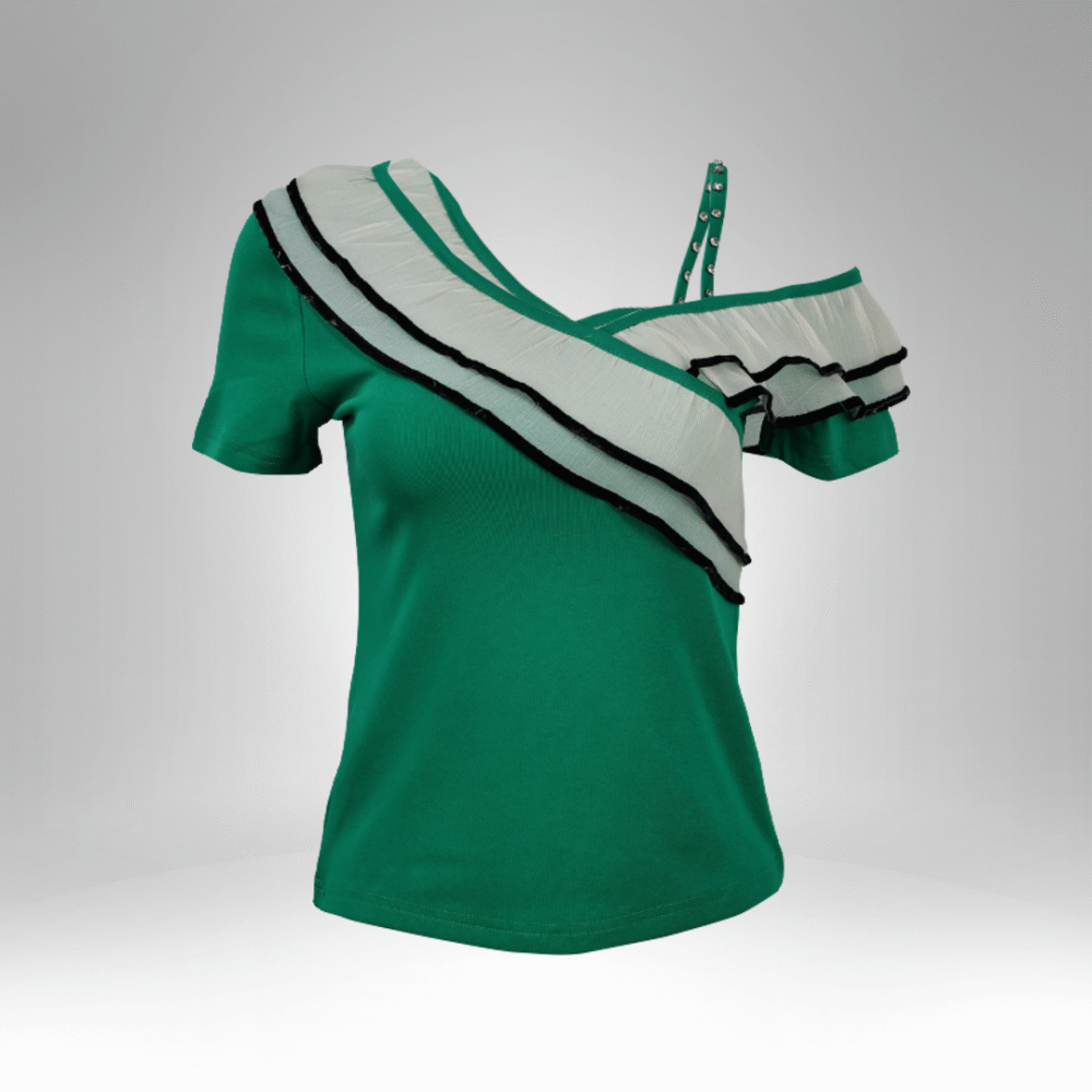 Women's One-Shoulder Ruffle Strap Top (1938) - Image 2
