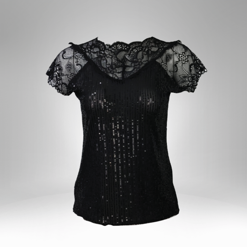 Lace Sleeve Sequin Top (1199) - Image 2