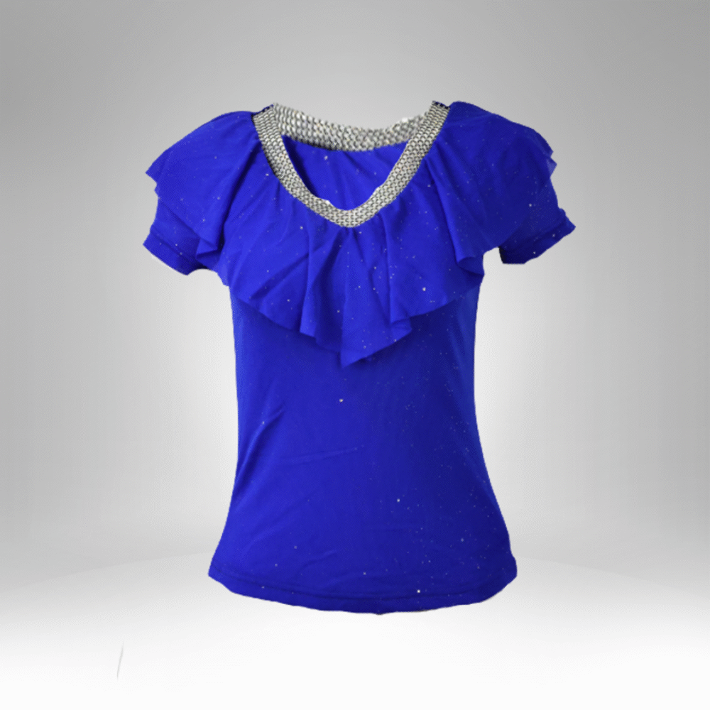 Women's Rhinestone-Trim Ruffle Blouse (6256) - Image 3
