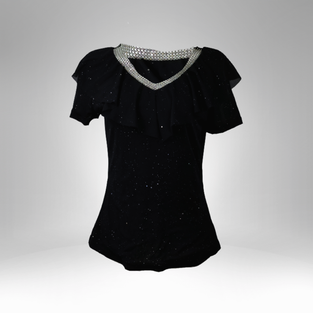 Women's Rhinestone-Trim Ruffle Blouse (6256) - Image 2