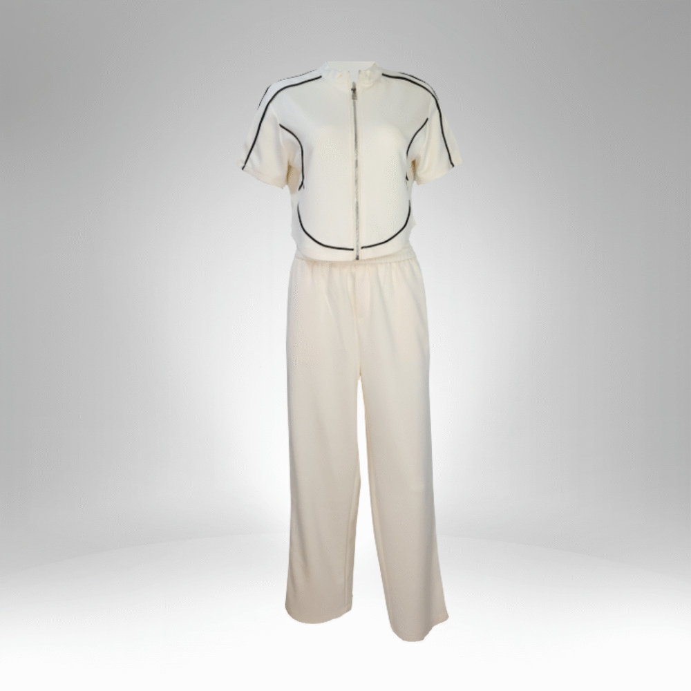 Women’s Zip-Up Top and Relaxed Pants Co-ord Set (8231) - Image 2