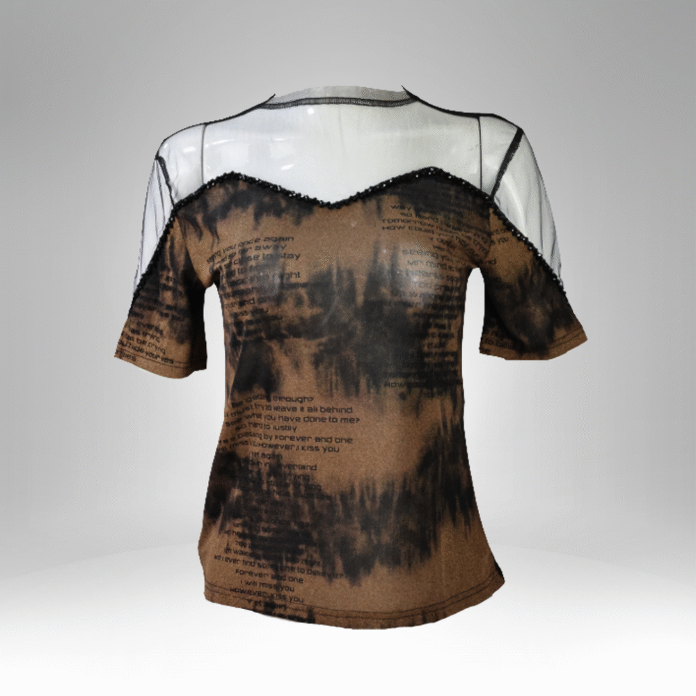 Women’s Sheer Overlay Tie-Dye Script Top (6068-1) - Image 2