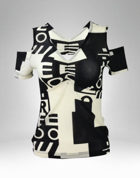 Women’s Graphic Print Cold Shoulder Top (1663)