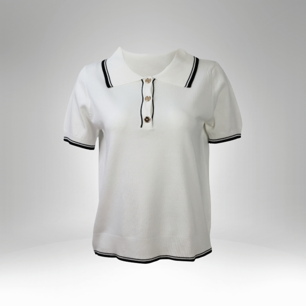 Women's Short Sleeve Polo Knit Top (067) - Image 2