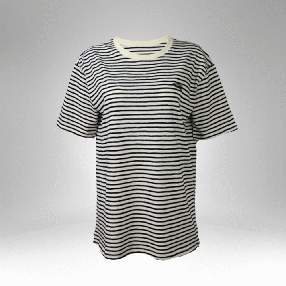 Classic Striped Crew Neck T-Shirt for Men and Women (09547) - Image 2