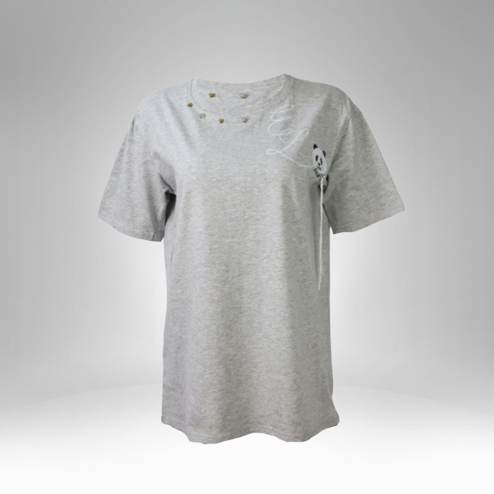 Women's Embellished Panda Graphic T-Shirt (9539) - Image 2