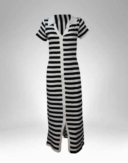Striped Button-Down Maxi Dress (D0820)