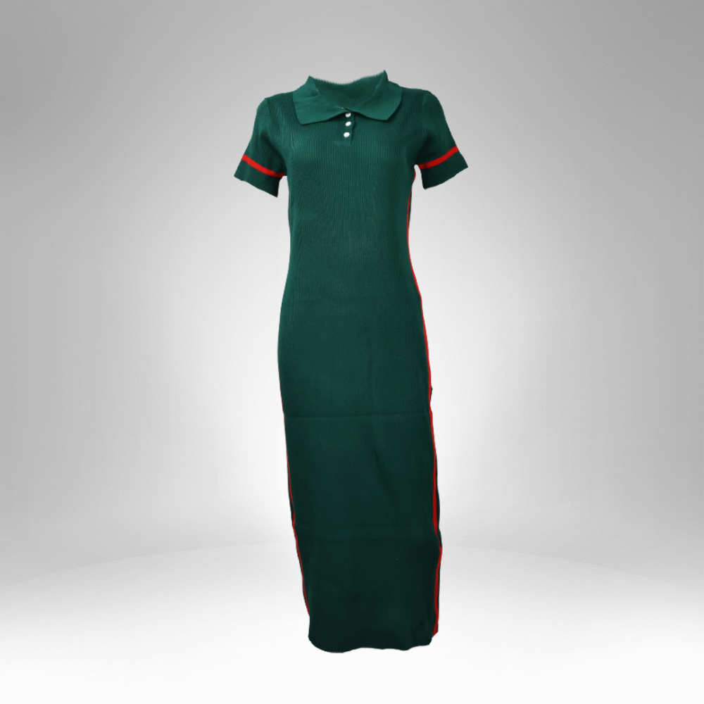 Women's Polo Collar Short-Sleeve Maxi Dress (2022)