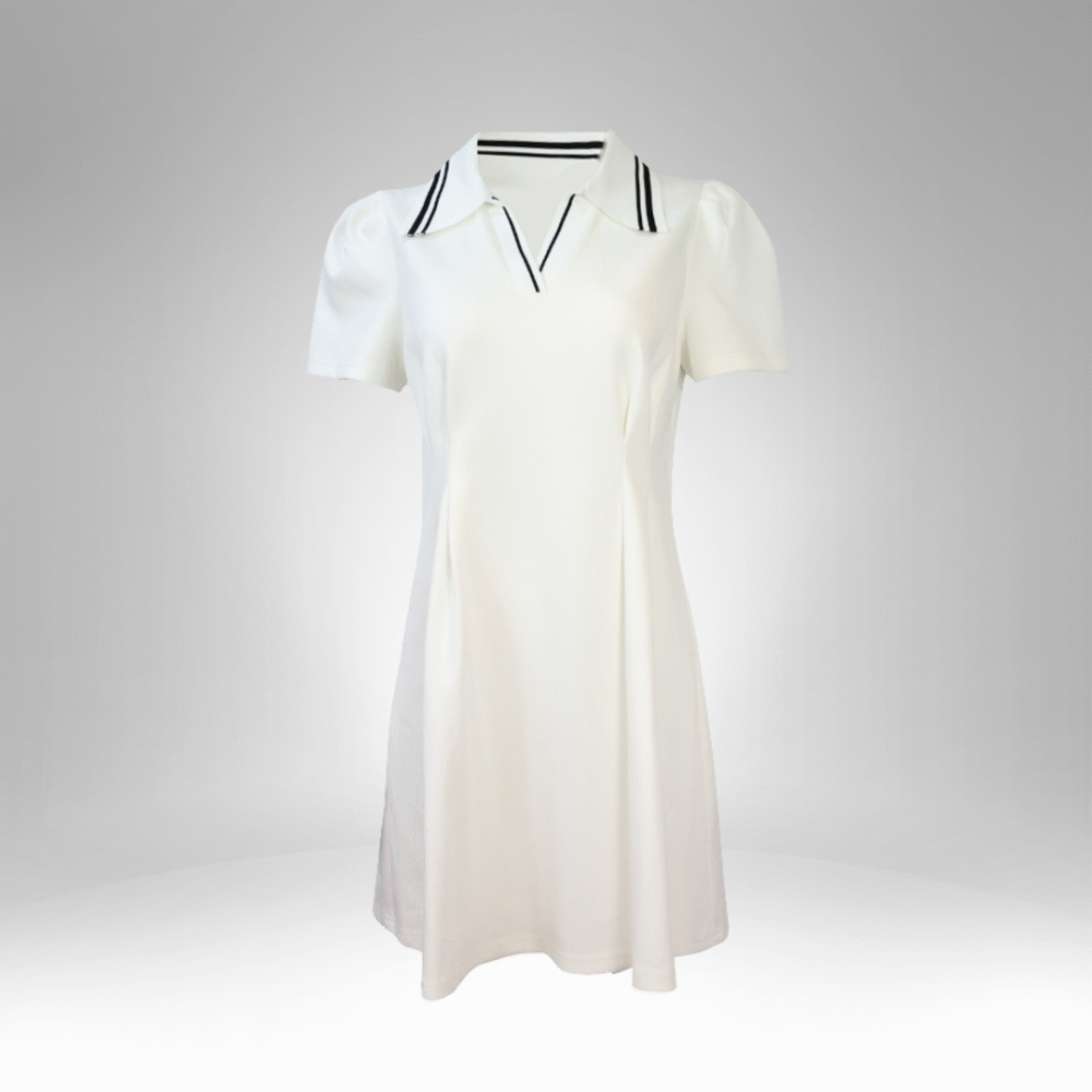 Women's Short Sleeve Polo Collar A-Line Dress (1116)