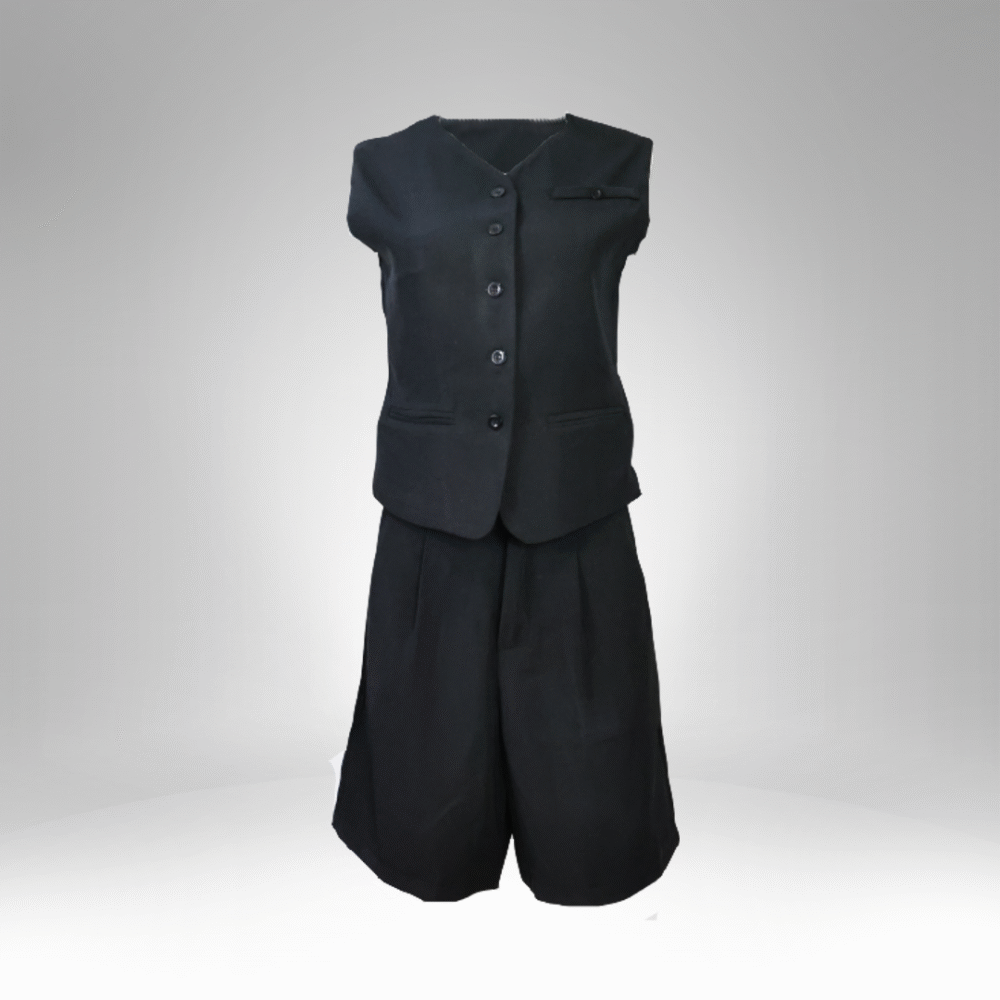 Women’s Sleeveless Blazer and Wide-Leg Shorts Set (8245) - Image 2