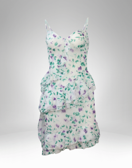 Floral Ruffle Spaghetti Strap Dress (9251)