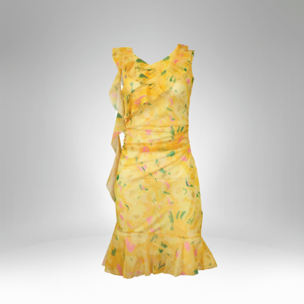 Sleeveless Ruffle Wrap Dress (9246)