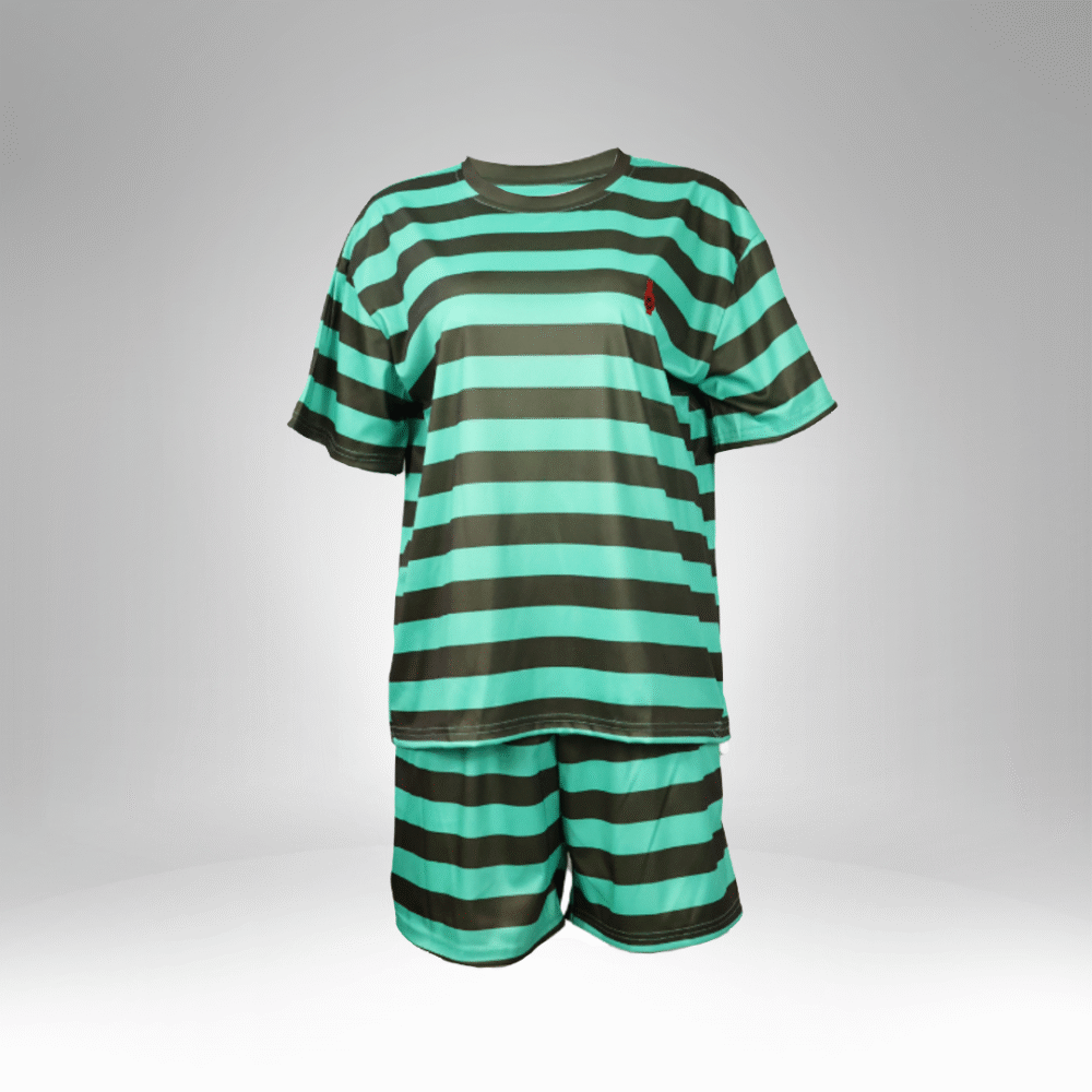 Unisex Striped Short-Sleeve Shirt and Shorts Set (03) - Image 3