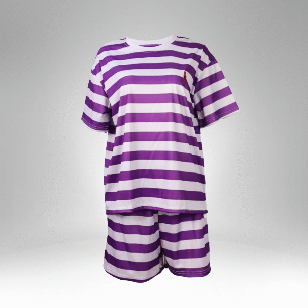 Unisex Striped Short-Sleeve Shirt and Shorts Set (03) - Image 2