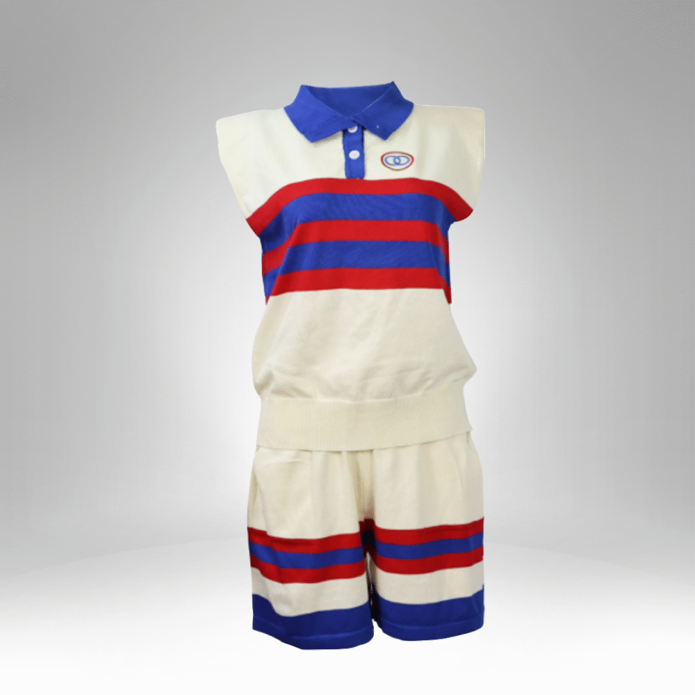 Women’s Striped Sleeveless Polo Top and Shorts Set (04) - Image 2