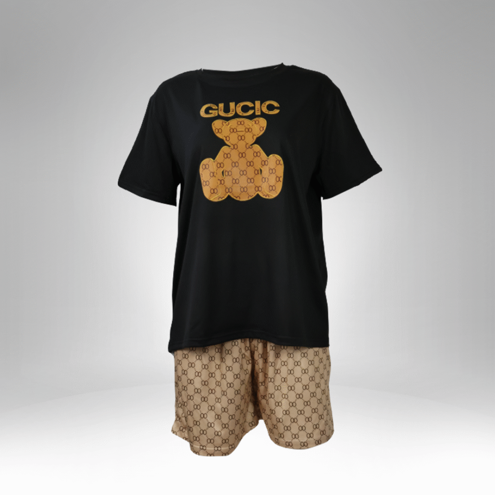 Women's Bear Print T-Shirt and Shorts Set (1116)