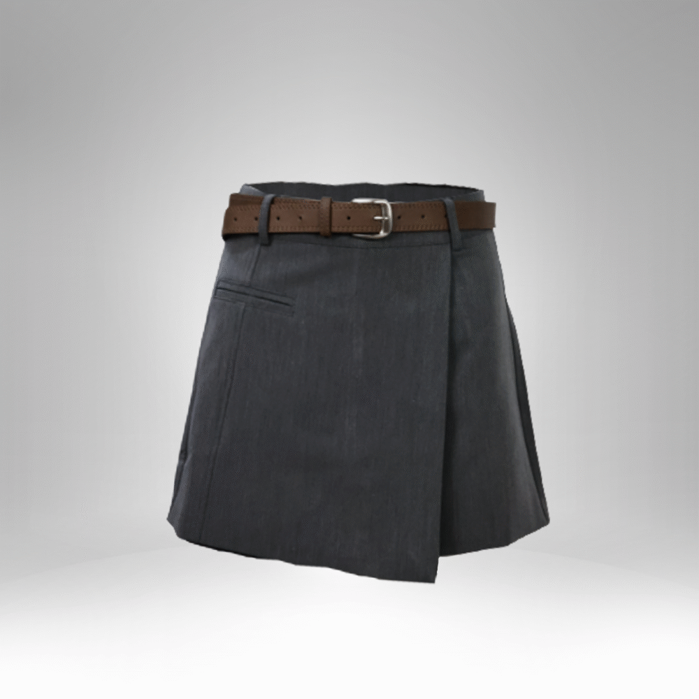 Women’s Pleated Mini Skirt with Belt (109)