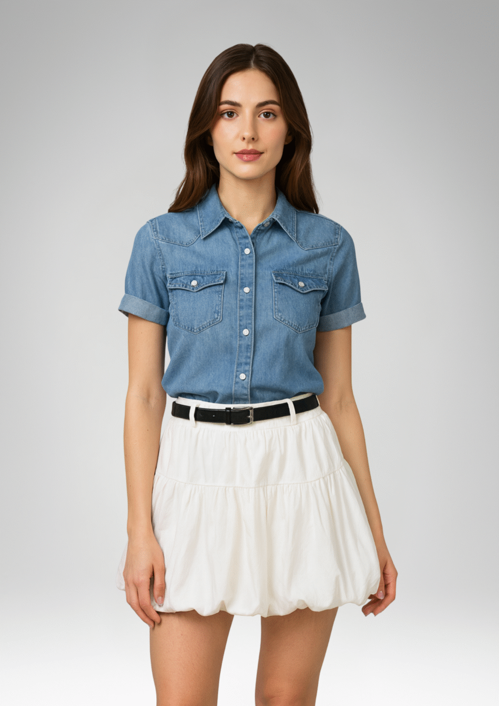 Women's Bubble Mini Skirt with Belt (107)
