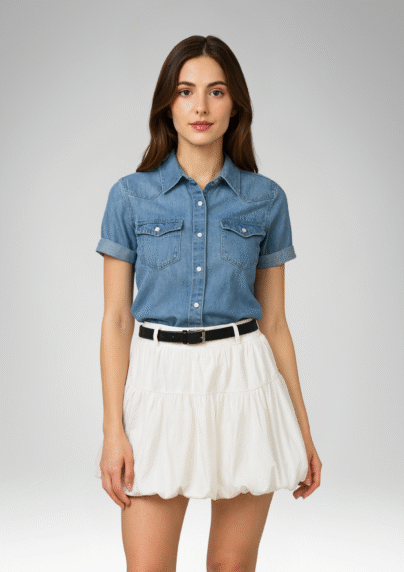Women's Bubble Mini Skirt with Belt (107)