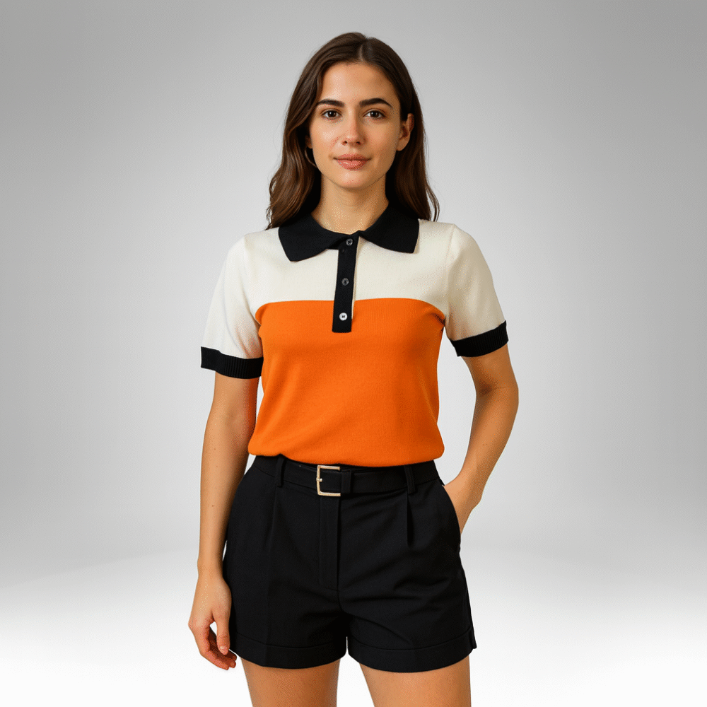Women's Colorblock Short-Sleeve Polo Shirt (1230)