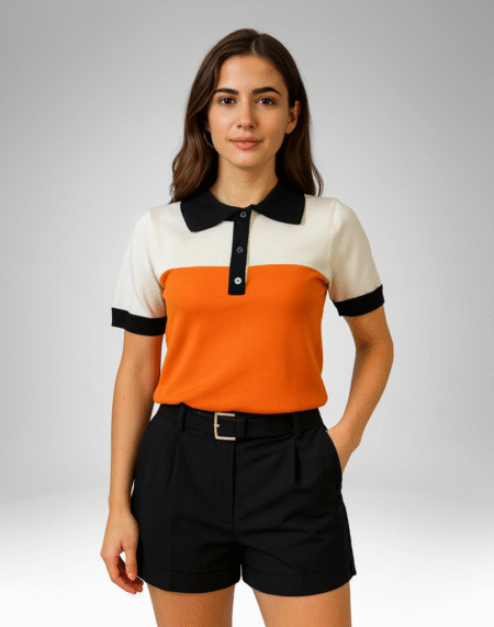 Women's Colorblock Short-Sleeve Polo Shirt (1230)