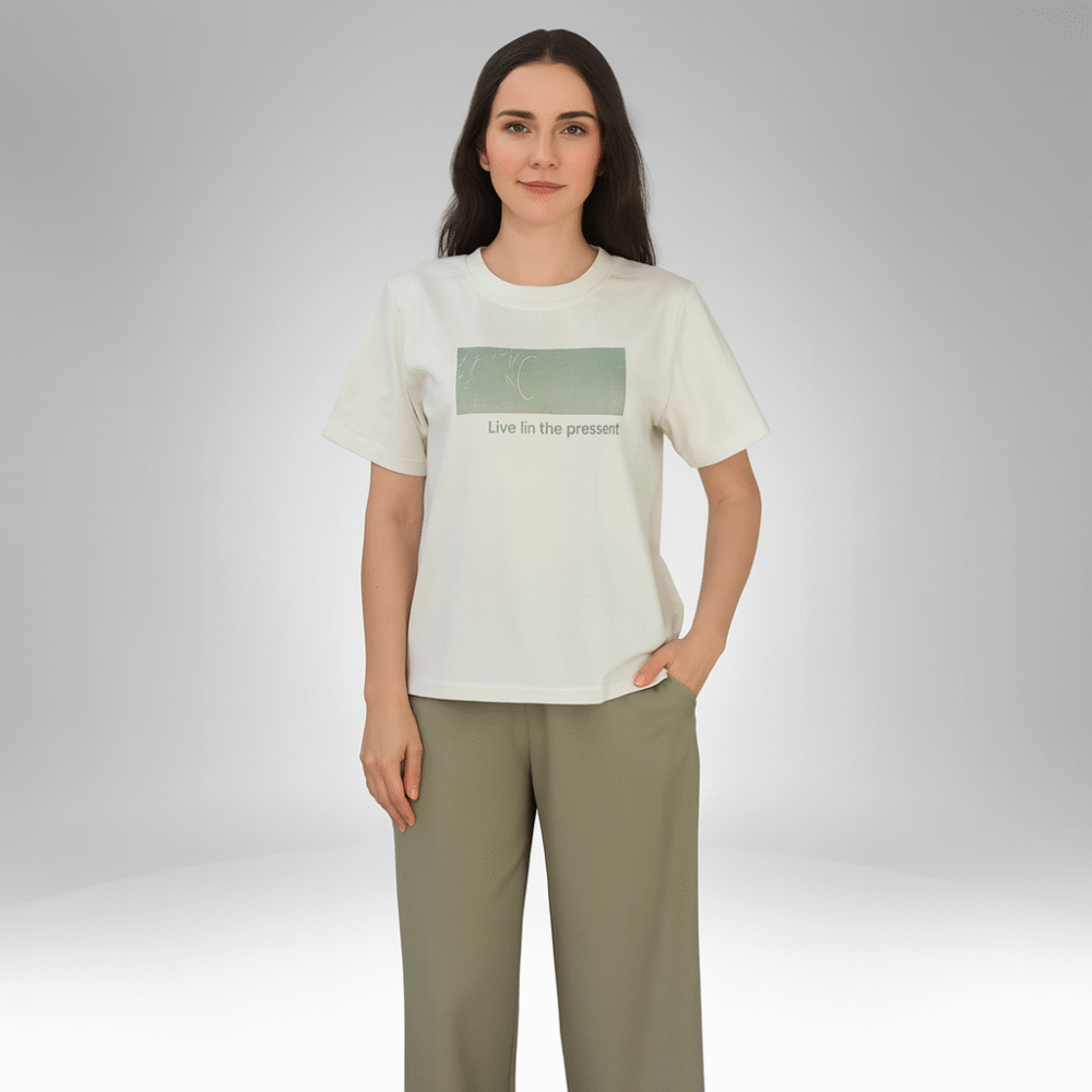 Live in the Present Relaxed Fit T-Shirt & Wide-Leg Pants Set (8077)