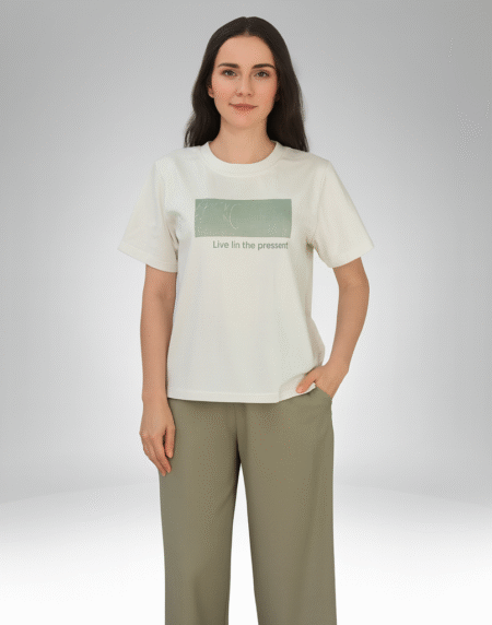 Live in the Present Relaxed Fit T-Shirt & Wide-Leg Pants Set (8077)