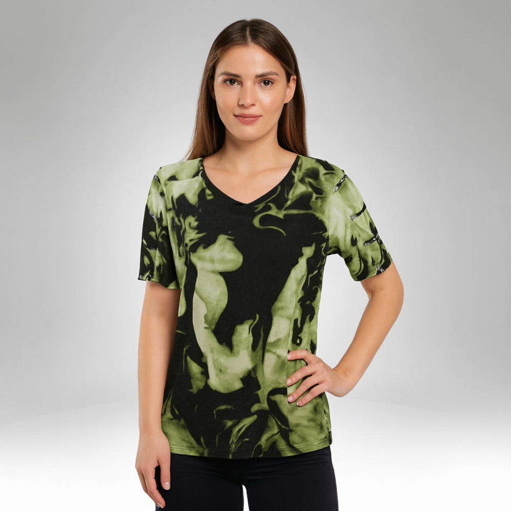 Women’s Printed Cold Shoulder Top (25010)