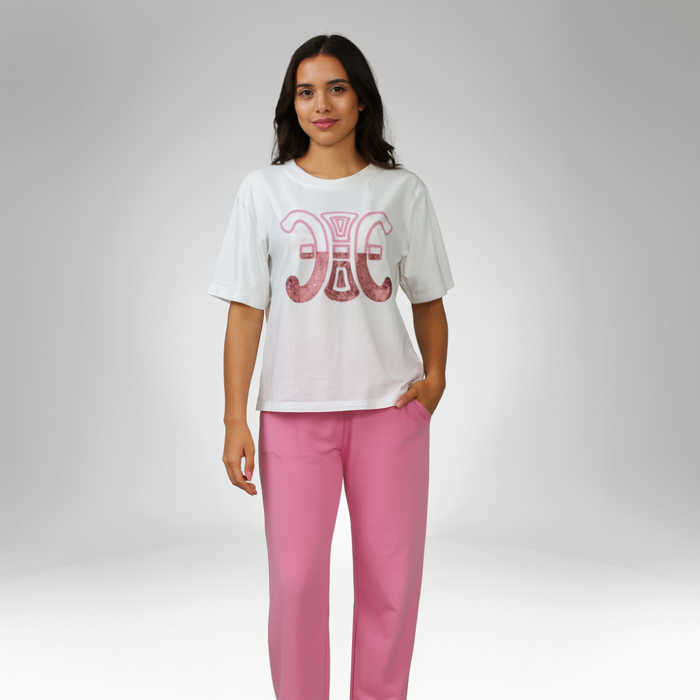 Women's Pink Two-Piece Loungewear Set (8205)